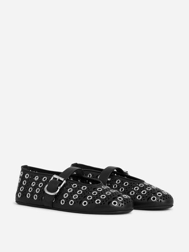 Alaïa Mujer Barcelona Bailarinas Planas Ojales color Negro sku 802-000036 01 - Foto 2