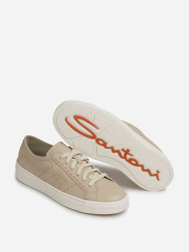 Santoni Mujer Barcelona zapatillas Piel Logo color Beige sku 806-000451 01 - Foto 4