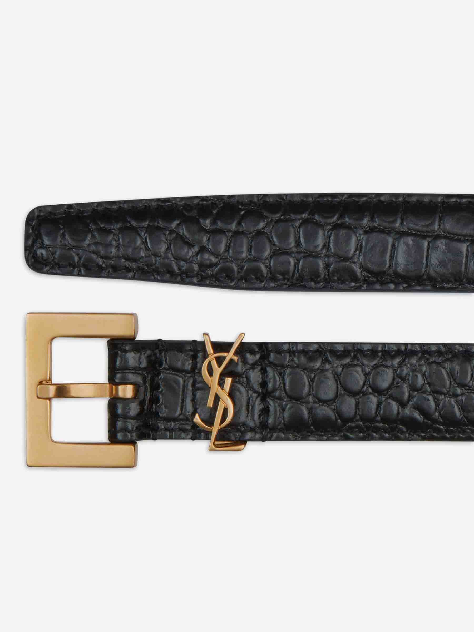 Saint Laurent Hombre Barcelona Cinturón Piel Cassandre color Negro sku 830-000402 01 - Foto 2