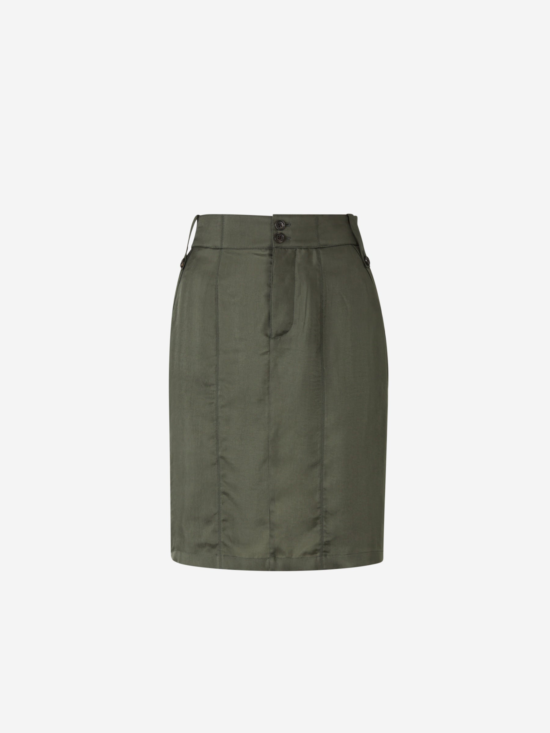 Saint Laurent Falda Mini Lápiz Twill color Verde Militar sku 750-001438 01 - Foto 1