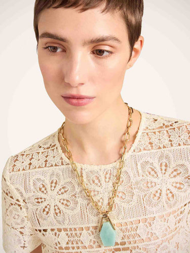 LaDoubleJ Mujer Barcelona Collar Portal Amazonita color Dorado sku 850-002113 01 - Foto 2