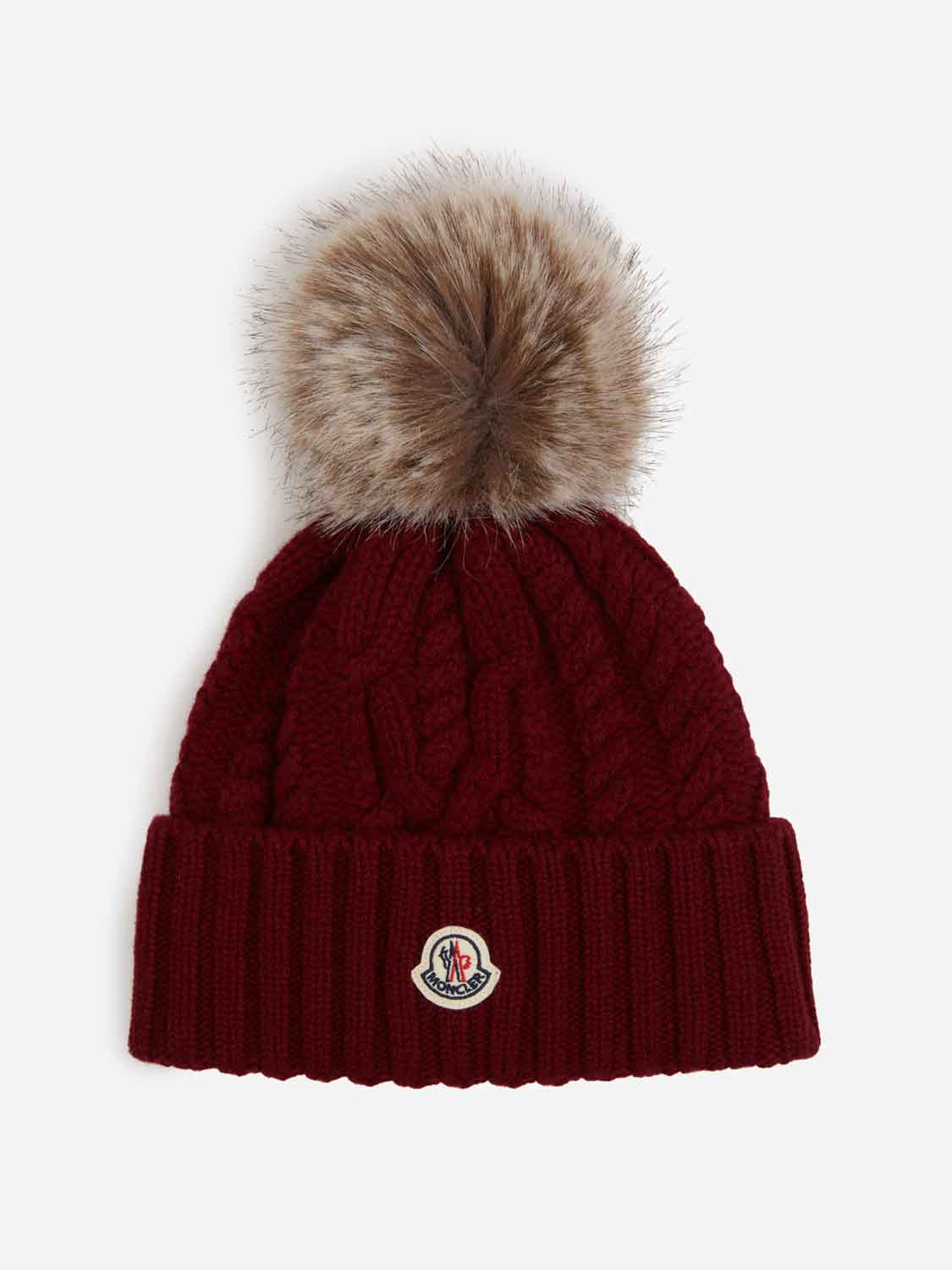 Moncler Mujer Barcelona Gorro de cachemira con pompón color Burdeos sku 899-002000 02 - Foto 1