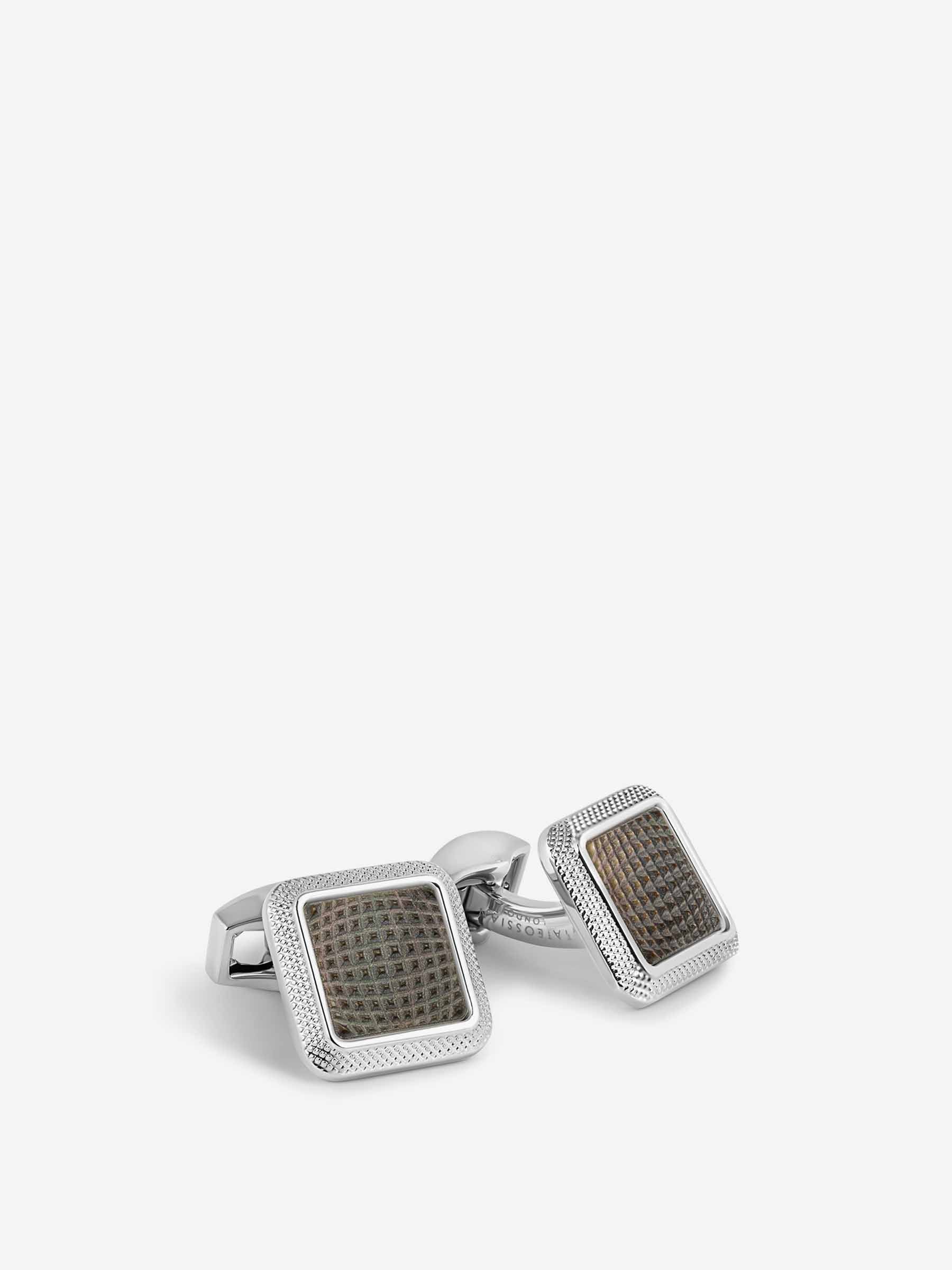 Tateossian Hombre Barcelona Gemelos Diamond Giza Square color Plateado sku 696-001014 01 - Foto 1