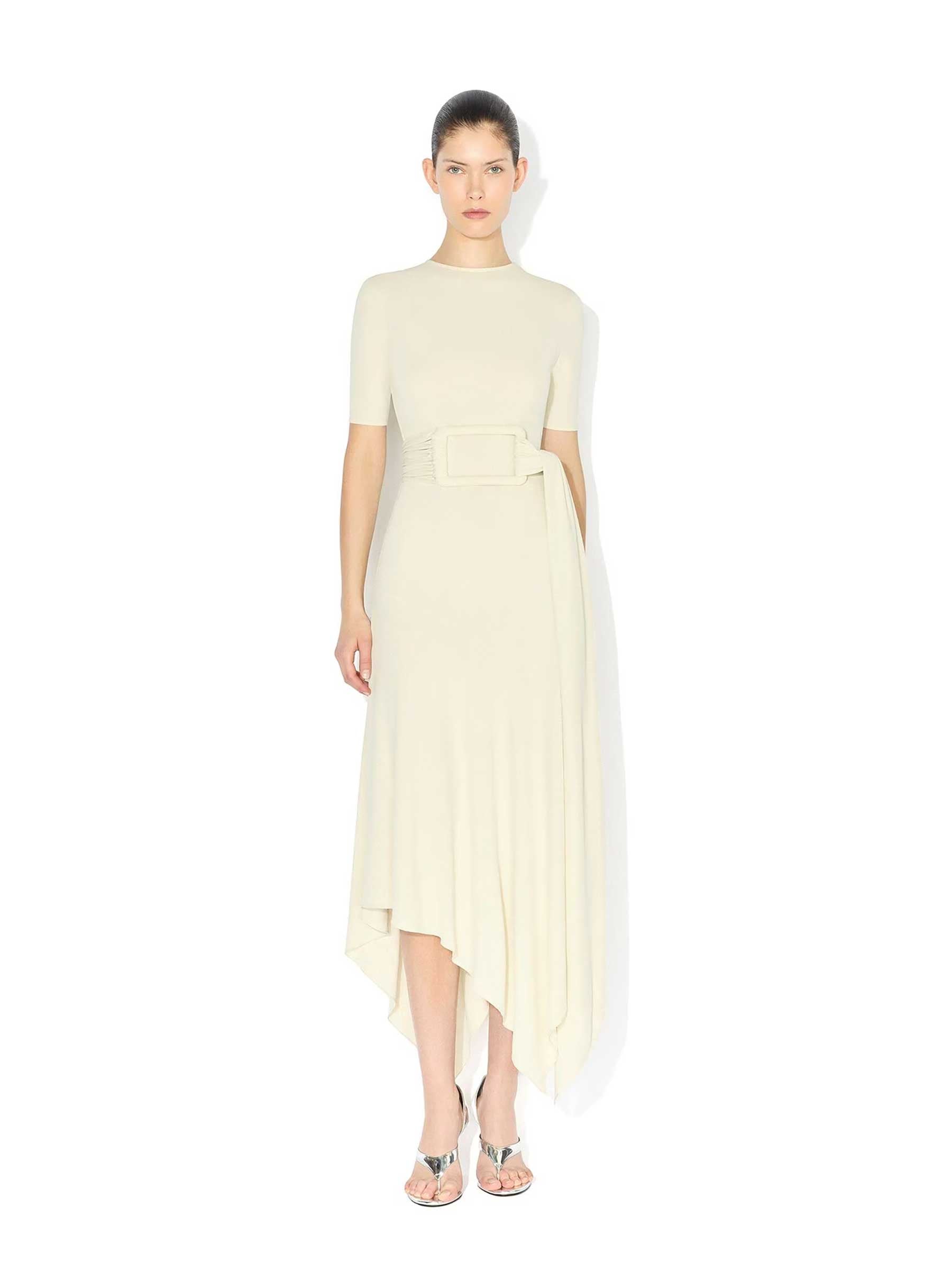Asymmetrical Dress with Belt
