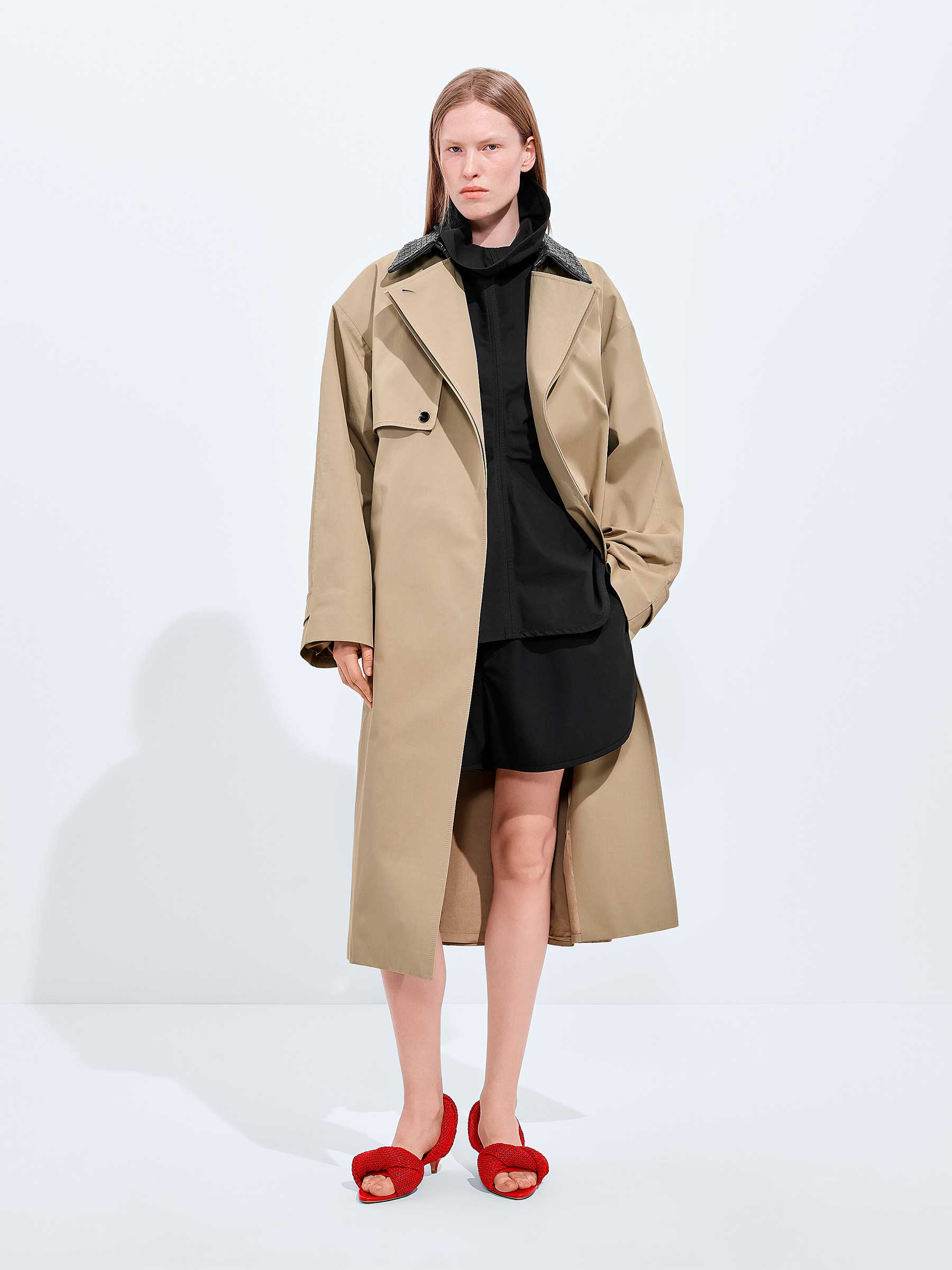 Langer Baumwoll-Trenchcoat