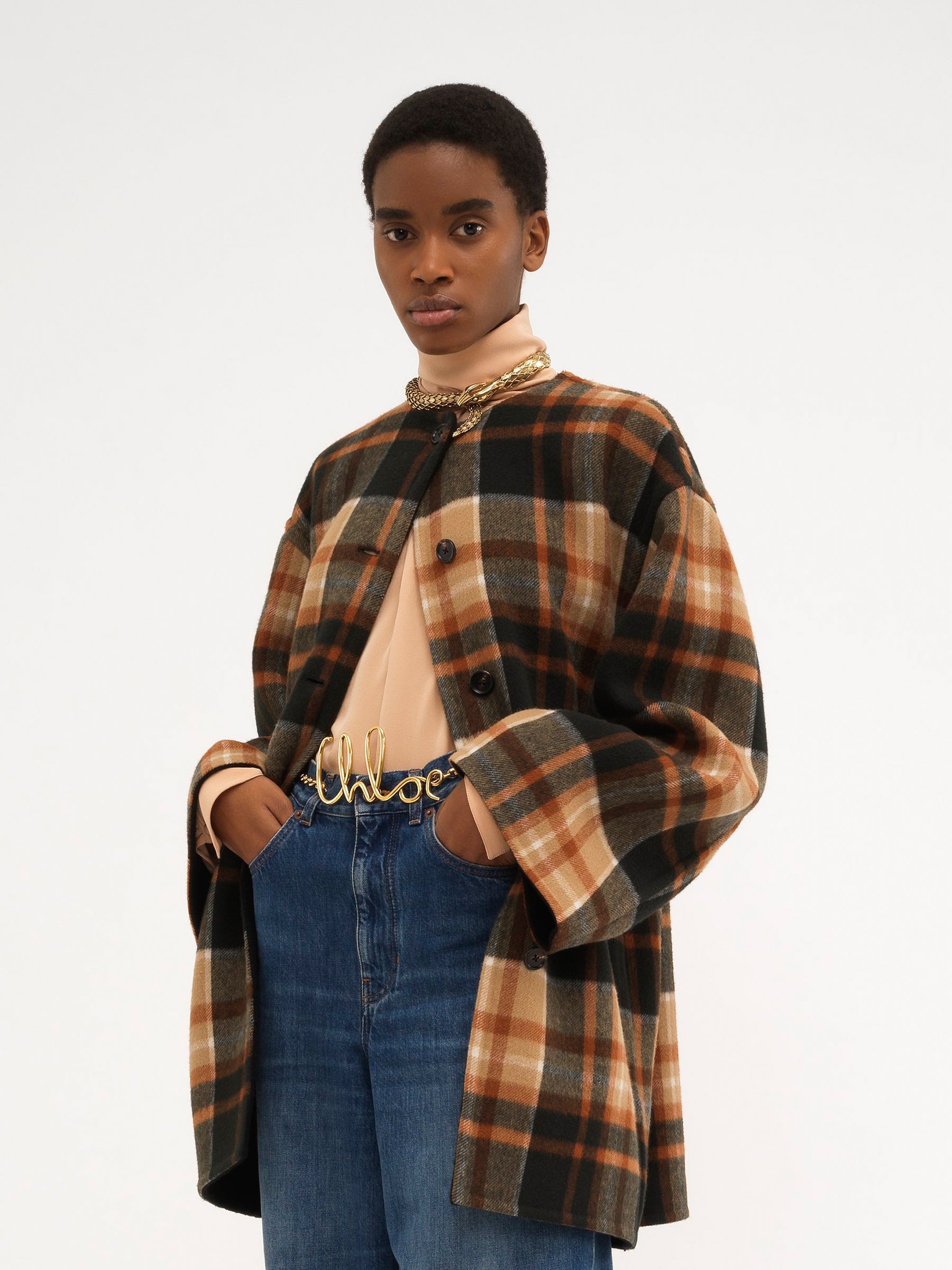 Checked Wool Coat
