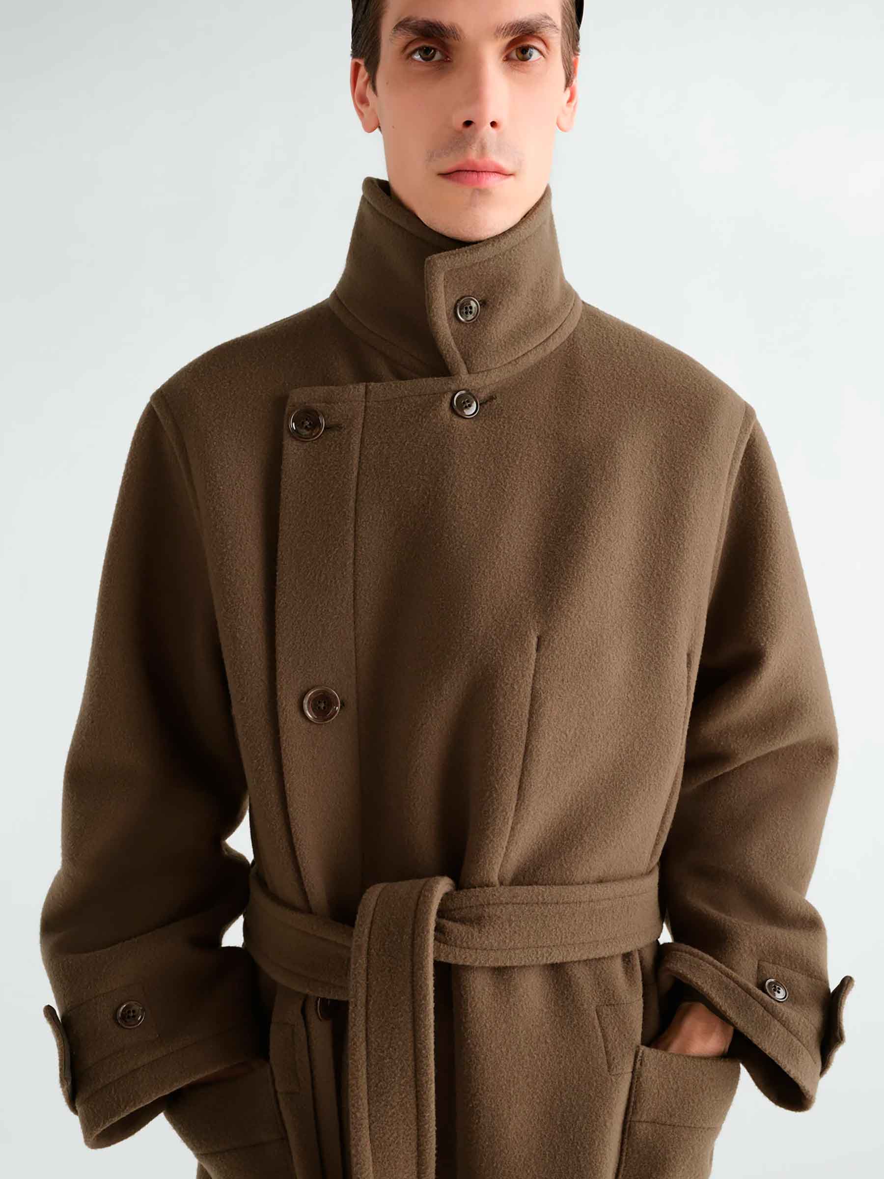 Double-breasted wool coat