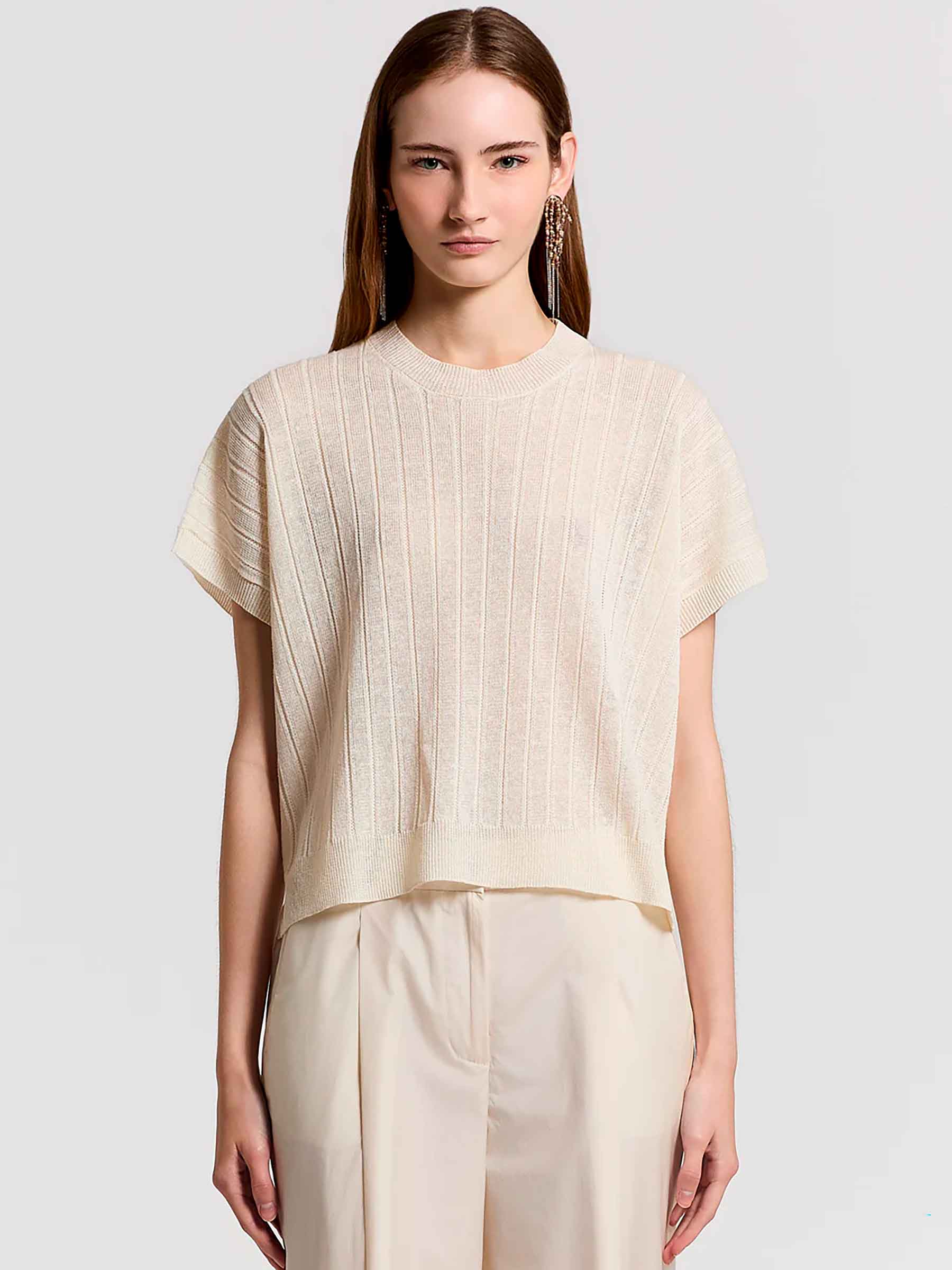 Satin-Rippstrick-T-Shirt