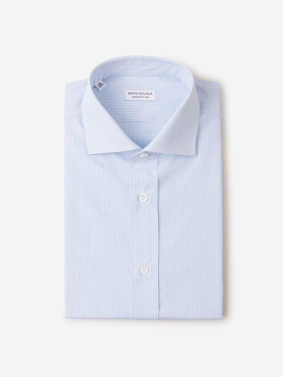 Santa Eulalia Hombre Barcelona Camisa Motivo Mini Cuadros color Azul Celeste sku 401-002970 01 - Foto 1