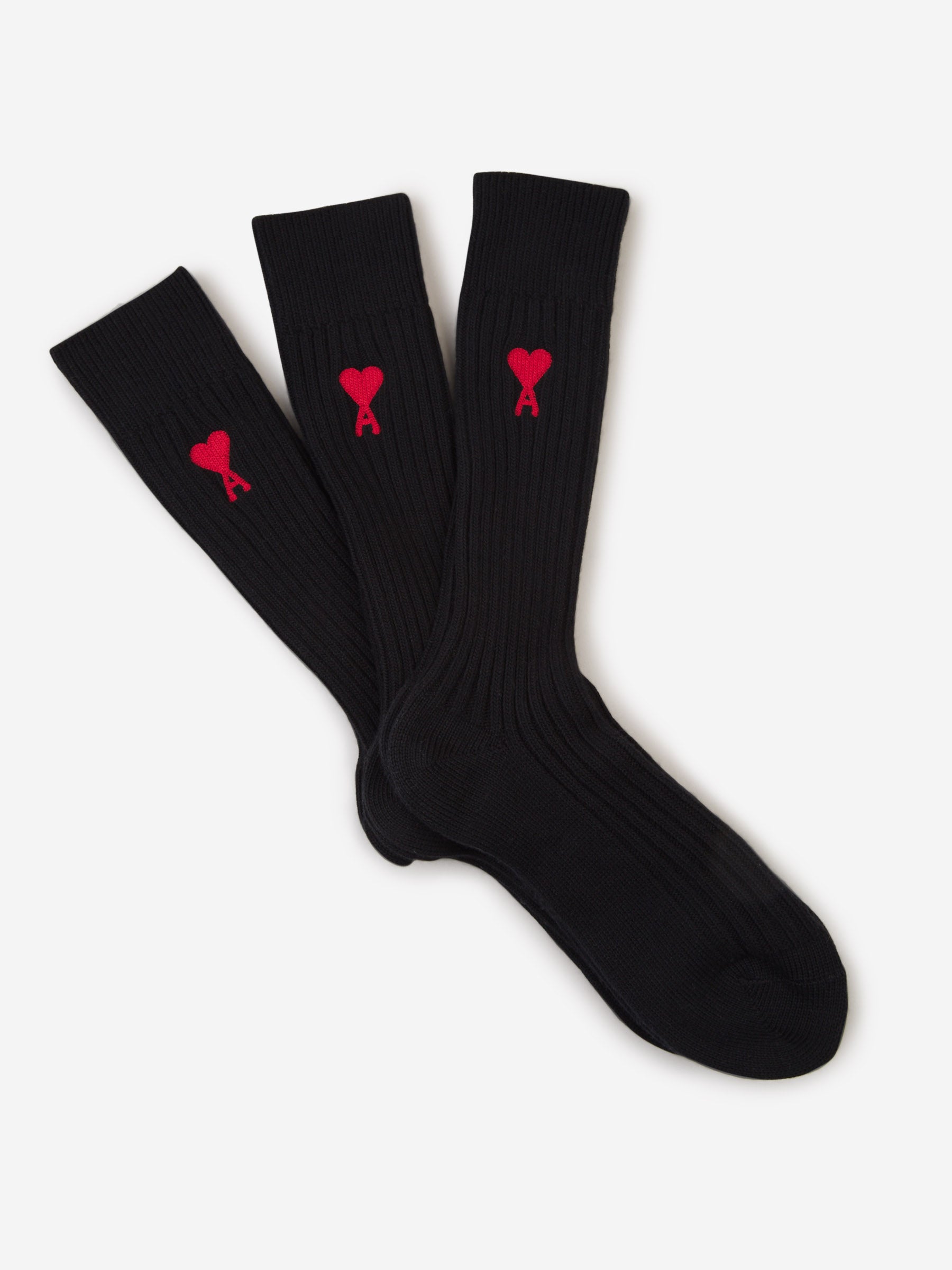 タイツ・ソックス AMI PARIS 3-pack logo embroidery socks White Ami Paris – Three Pack Socks Hombre 642-000409 01