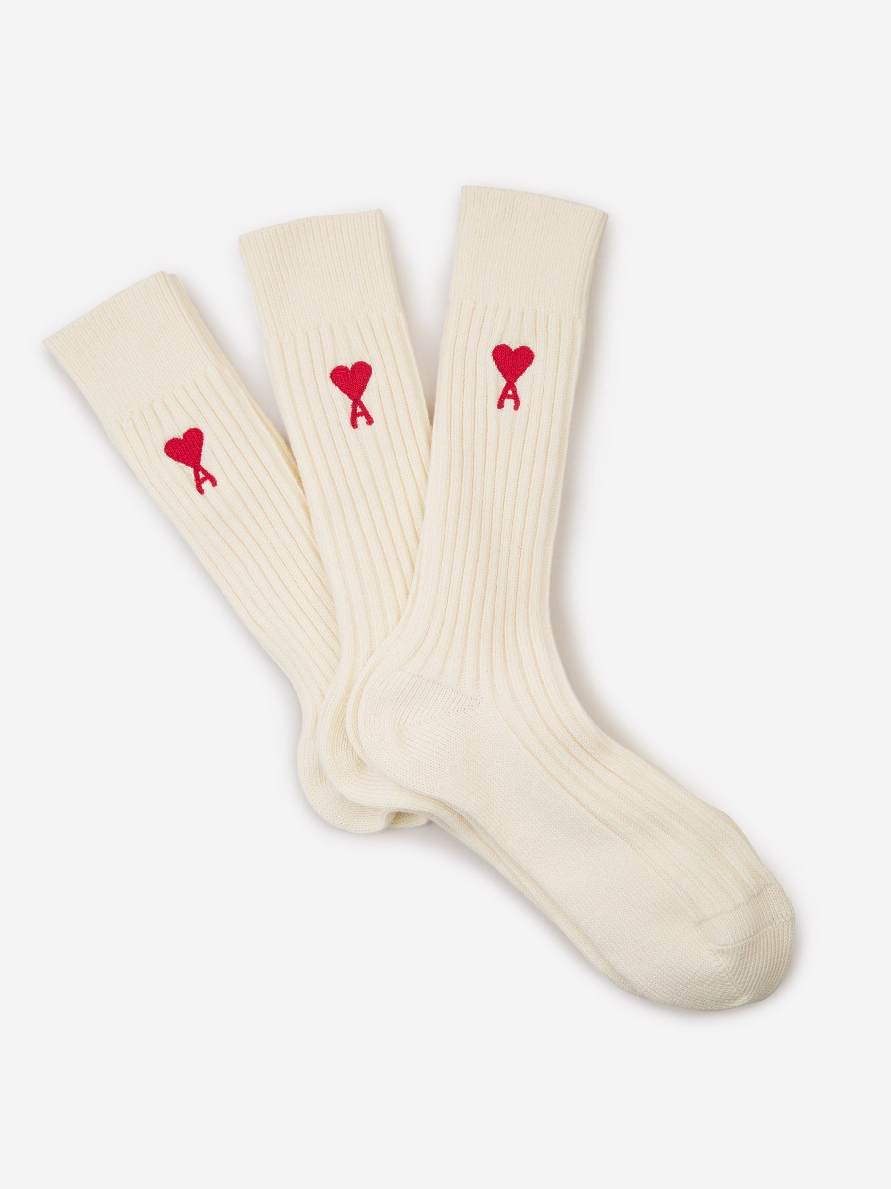 AMI PARIS 3-pack logo embroidery socks 【Unisex】 AMI PARIS 3-ER PACK SOCKEN THREE PACK GIFT-SET AMI DE COEUR