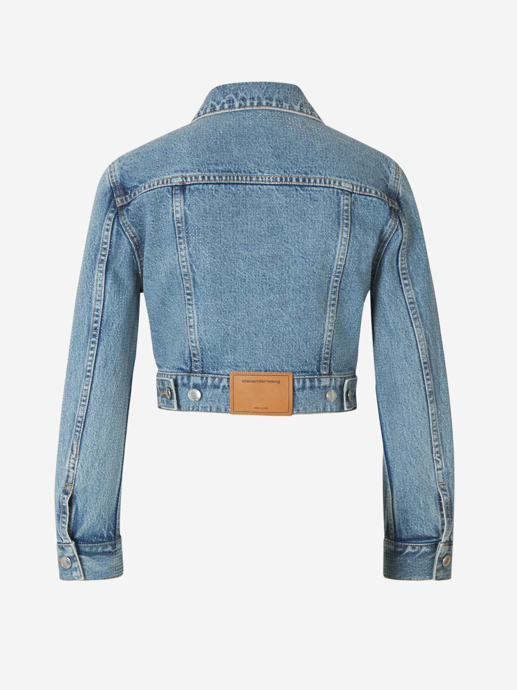 Glitzer New Yorker Jeans Jacke Alexander Wang – Cropped Denim
