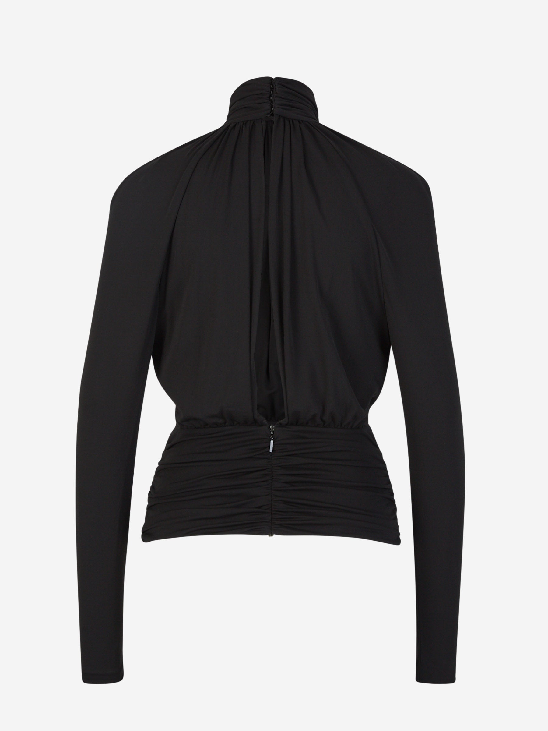 Saint Laurent Blusa Fruncida Viscosa color Negro sku 701-001947 01 - Foto 2