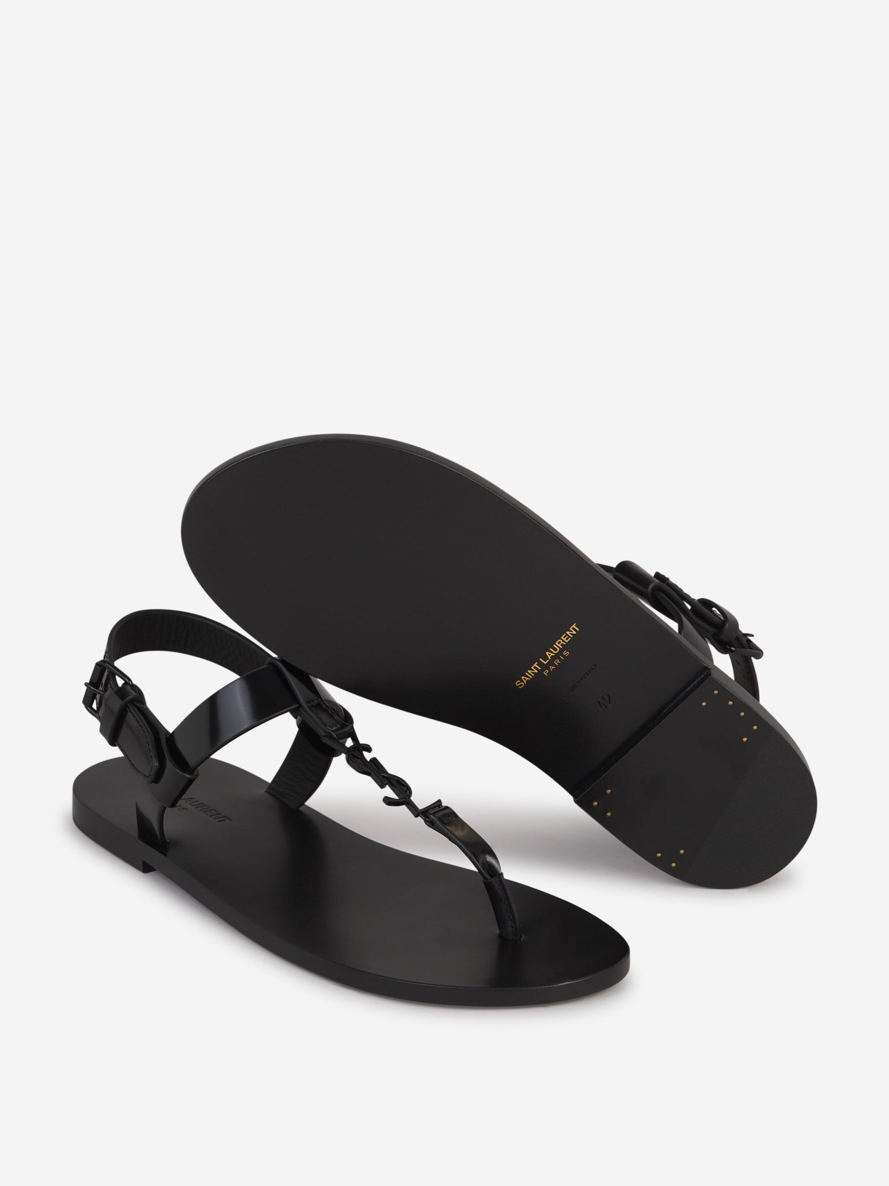 Saint Laurent – Logo Leather Sandals Hombre 617-000112 01